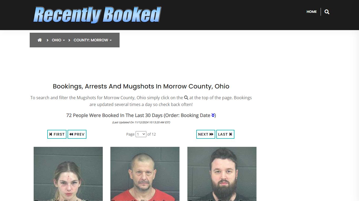 Bookings, Arrests and Mugshots in Morrow County, Ohio - Recently Booked