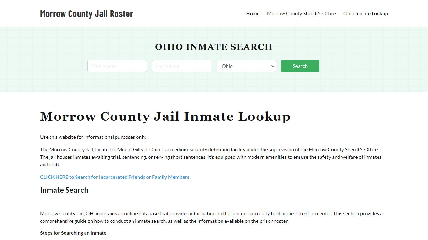 Morrow County Jail Roster Lookup, OH, Inmate Search